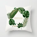 Federa per cuscino nordica quadrata con foglie tropicali e testo in oro - Tropical Paradise Esagono (DRD123-4)