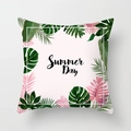 Square Nordic cushion cover featuring tropical leaves and 'Summer Day' text design - Summer Day Box Design (DRD123-6)