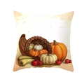 Détail de la housse de coussin ivoire avec motif aquarelle de cornucopie et citrouilles d'automne - Style Cornucopie à l'Aquarelle (DRD450-8)