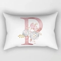 Peach skin long rectangular pillowcase with floral letter P print for home and sofa décor - Floral Letter P Style (DRD221-P)