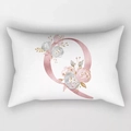 Letter Q peach skin lumbar pillowcase with pink floral design for sofa decor - Floral Letter Q Style (DRD221-Q)