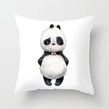 Cute cartoon panda throw pillow cover in white, square soft decorative cushion case - 18x18 Inch / Panda Bowtie (DRD219-13)