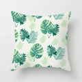Square cushion cover with green tropical monstera leaf patterns in a Nordic style - Tropical Jungle Green Leaves (DRD123-9)