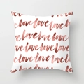 Pink marble series square throw pillow cover with rose gold metallic love lettering - LOVE Letter Pattern (DRD163-6) / 18x18 Inch