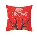 Red Christmas pillowcase with reindeer antlers and Merry Christmas print - 18x18 Inch / Bright Red Reindeer Antlers Style (DRD314-13)