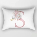 Pink floral letter S printed on white lumbar pillow case for home sofa decoration - Floral Letter S Style (DRD221-S)