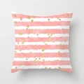 Pink watercolor striped square pillow cover with sparkling gold glitter polka dots - Pink White Watercolor Polka Dot (DRD163-7) / 18x18 Inch