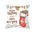 Christmas pillowcase with Santa stockings and bells design for holiday home decor - 18x18 Inch / White Christmas and New Year Style (DRD314-15)