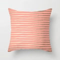 Pink marble style geometric pillow cover with elegant golden foil striped pattern - Gold Stripe Texture (DRD163-8) / 18x18 Inch