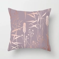 Pink peach skin pillowcase with rose gold botanical silhouette for home sofa decor - Light Purple Plant Silhouette (DRD389-24)
