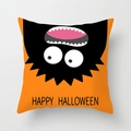 Detail of Halloween pillowcase with orange background and Happy Halloween text design - 18x18 Inch / Orange Cartoon Monster (DRD206-12)