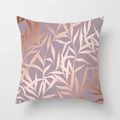 Modern square lilac pillowcase with rose gold metallic plant leaf pattern on white background - Light Purple Leaf Veins (DRD389-23)