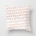 Pink marble geometric pillowcase featuring rose gold glitter XOXO pattern on white fabric - XOXO Glitter Print (DRD163-10) / 18x18 Inch