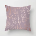 Detailed close-up of rose gold floral patterns on a lilac pink peach skin velvet pillow cover - Lilac Purple Floral Line Art (DRD389-21)