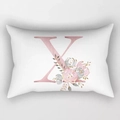 Letter X peach skin lumbar pillowcase with pink watercolor floral and rose patterns - Floral Letter X Style (DRD221-X)