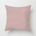 Dettaglio del motivo geometrico in oro rosa sulla fodera per cuscino rosa pelle di pesca - Linee Geometriche Oro Rosa (DRD389-2)