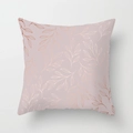 Close-up of peach skin pillowcase featuring rose gold metallic leaf pattern - Drd389-5 / 18x18 Inch