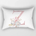 Peach skin pillowcase featuring floral pink letter Z design on a white rectangle cover - Floral Letter Z Style (DRD221-Z)