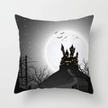 Halloween pillowcase featuring a spooky castle silhouette and moon on soft peach skin fabric - Castle Silhouette Style (DRD197-14)