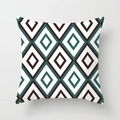 Close-up of geometric diamond pattern on green peach skin fabric cushion cover - Repeated Geometric Rhombus Simple Style (DRD386-17)