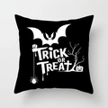 Halloween black pillowcase with white trick or treat pumpkin and bat prints - Trick Or Treat Style (DRD197-17)