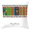 Merry Christmas peach skin pillowcase with geometric star pattern and festive greeting - Horizontal Geometric Pattern Style (DRD198-3)