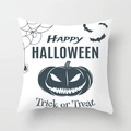 Halloween pumpkin and bat print cushion cover in white peach skin fabric for home decor - Pumpkin Bat Spider Style (DRD197-19)