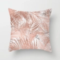 Pink marble pillowcase featuring rose gold palm leaf pattern for modern home decor - Rose Gold Palm Leaf (DRD163-24) / 18x18 Inch