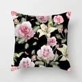 Peach skin square pillowcase with realistic floral watercolor print on black background - 18x18 Inch / Watercolor Rose Lily (DRD311-11)