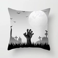 Halloween pillowcase with zombie hand, tombstone and bats on white background - Zombie Hand Moon Style (DRD197-23)