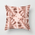 Pink marble geometric pillowcase with rose gold monstera leaf pattern for home decor - Pink Monstera Leaf (DRD163-25) / 18x18 Inch