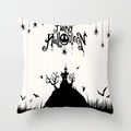 Halloween pillowcase featuring black castle and bat prints on striped background - Jack Skellington Inspired Style (DRD197-24)