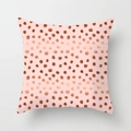 Pink marble geometric throw pillow cover with decorative dark brown hand-drawn polka dots - Pink Base Brown Dot (DRD163-26) / 18x18 Inch