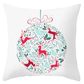Christmas reindeer and snowflake cushion cover with festive peace love joy print - Multi-element Circular Decoration Style (DRD198-14)