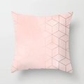 Pink marble geometric square pillowcase with metallic rose gold cube pattern design - Pink Geometric Cube (DRD163-27) / 18x18 Inch