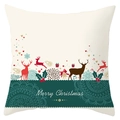 Christmas elk and snowflake peach skin pillowcase with blue stripe for sofa decor - Dark Cyan Band Reindeer Decoration Style (DRD198-16)