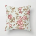 Floral peach skin cushion cover with vintage pink roses on a mint green background - 18x18 Inch / European Vintage Floral (DRD311-15)