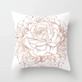 Pink marble and rose gold geometric pillowcase featuring a delicate floral design - Rose Flower Mandala (DRD163-31) / 18x18 Inch