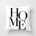 Federa quadrata bianca moderna con stampa di lettere HOME in nero audace - Lettera HOME (DRD334-15) / 45x45 cm
