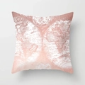 Pink gold vintage world map print on a square white decorative sofa pillow case - Rose Gold World Map (DRD163-35) / 18x18 Inch