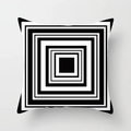 Modern black and white concentric square geometric pattern cushion cover for sofa - Concentric Squares (DRD334-13) / 18x18 Inch