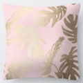 Pink marble cushion cover with golden monstera leaf pattern for home decor - Pink Base Gold Monstera (DRD163-36) / 18x18 Inch