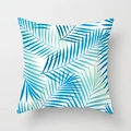 Floral peach skin cushion cover featuring deep blue and cyan tropical palm leaf pattern - 18x18 Inch / White Blue Palm Leaf (DRD311-21)