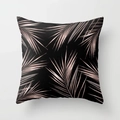 Modern black throw pillow case with rose gold palm leaf pattern for sofa decor - Palm Leaf (DRD334-12) / 18x18 Inch