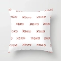 Pink marble and rose gold XOXO pattern pillow cover with a soft fabric texture - White Base Rose Gold XOXO (DRD163-38) / 18x18 Inch