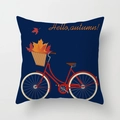 Dettaglio federa autunnale blu navy con bicicletta vintage rossa e scritte - Stile Bicicletta Vintage (DRD356-1)