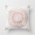 Pink marble square pillowcase with geometric rose gold mandala pattern design - Marble Rose Gold Mandala (DRD163-39) / 18x18 Inch
