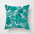 Tropical monstera and palm leaf print square pillowcase in vibrant teal on white fabric - 18x18 Inch / Green White Monstera Palm (DRD311-23)