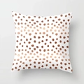 Modern white square pillowcase featuring artistic rose gold watercolor polka dots - White Base Rose Gold Watercolor Dot (DRD163-40) / 18x18 Inch