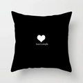 Square black pillow cover with white love is simple heart graphic for home decor - Love is Simple (DRD334-16) / 18x18 Inch